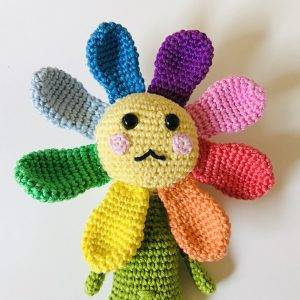 valérie rainbow flower free crochet pattern doll easy beginner fast