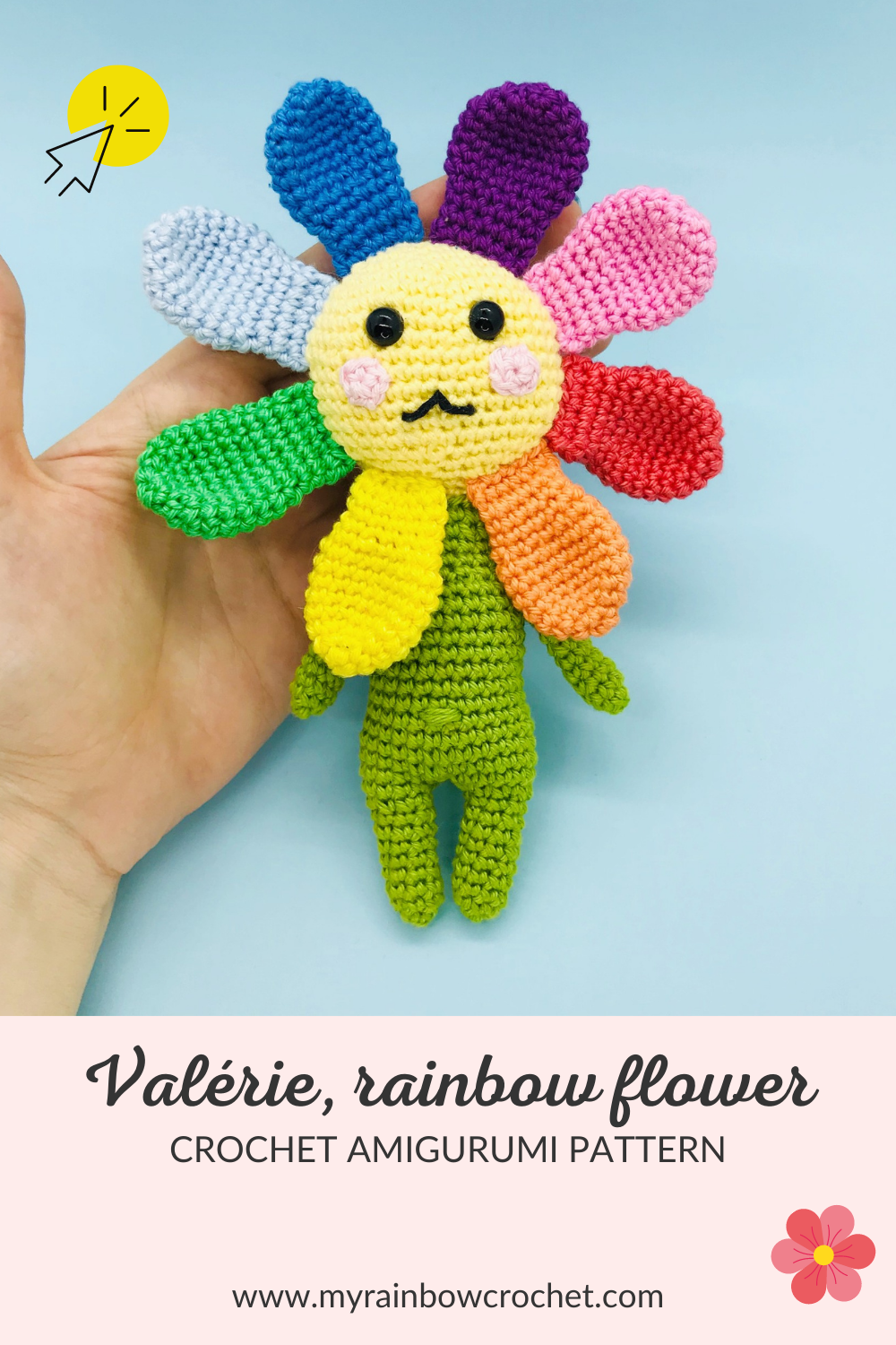 crochet pattern valérie rainbow flower