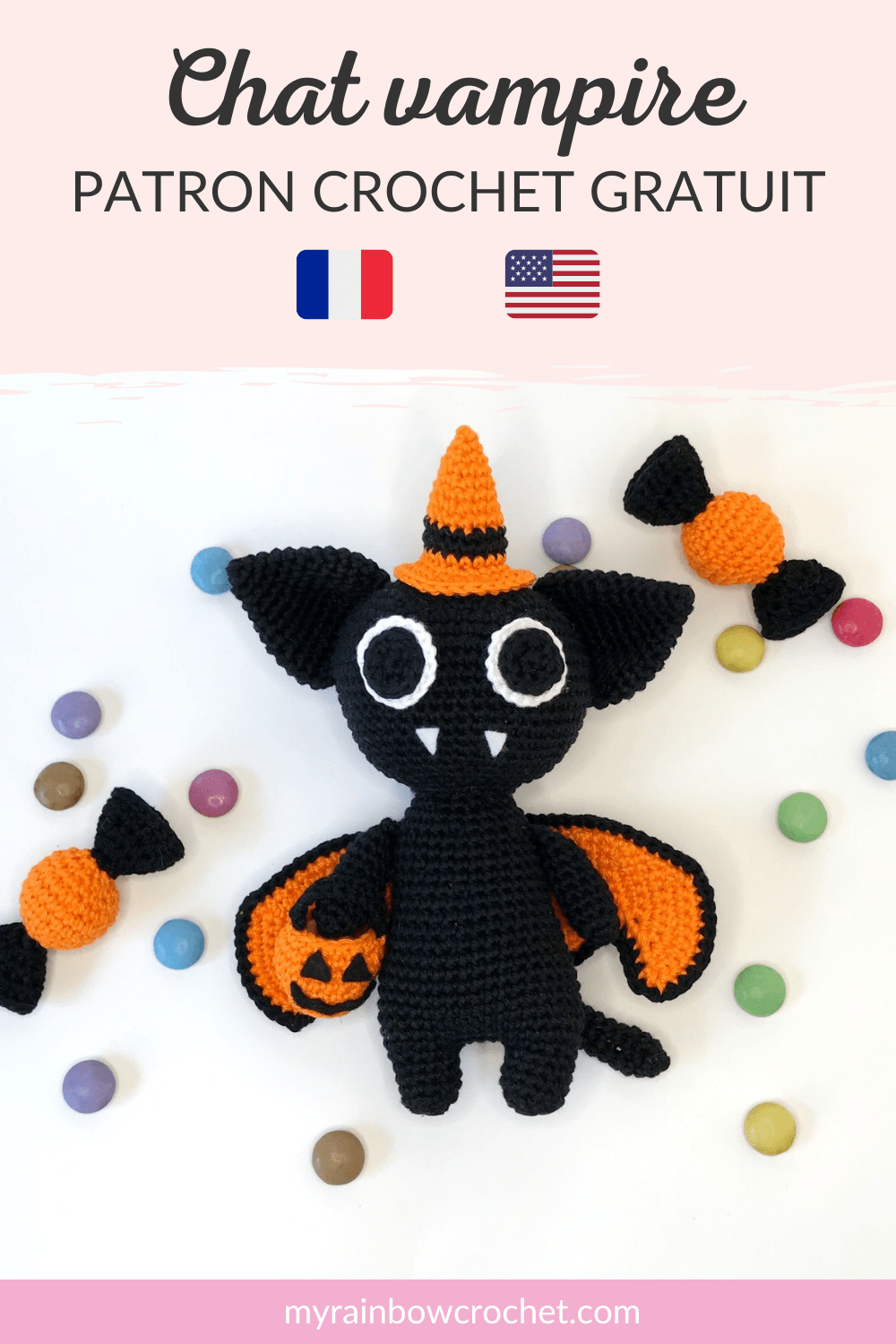 lucius chat vampire patron crochet poupée amigurumi débutant gratuit halloween animal