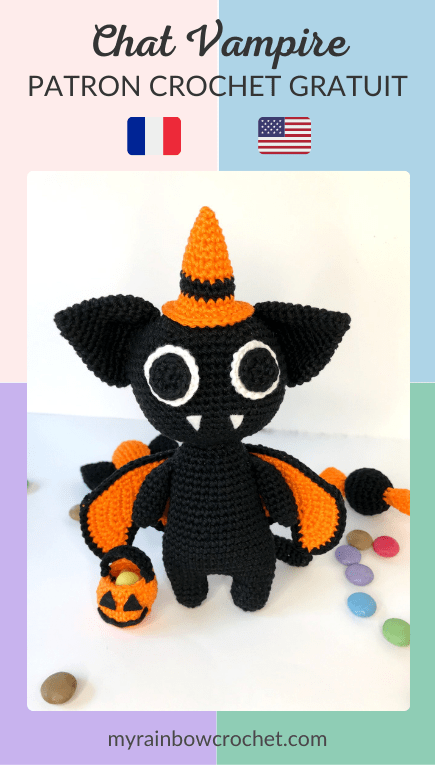tête lucius chat vampire patron crochet poupée amigurumi débutant gratuit halloween animal