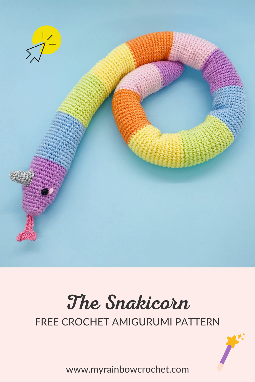 rainbow snakicorn free crochet pattern