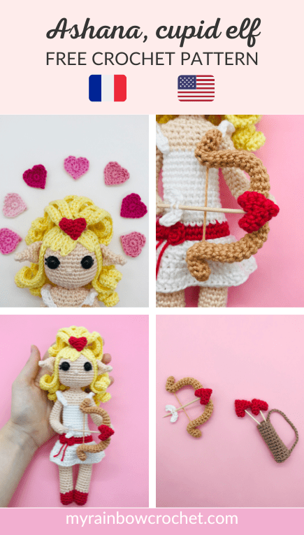 ashana cupid elf crochet pattern doll amigurumi beginner free love heart bow