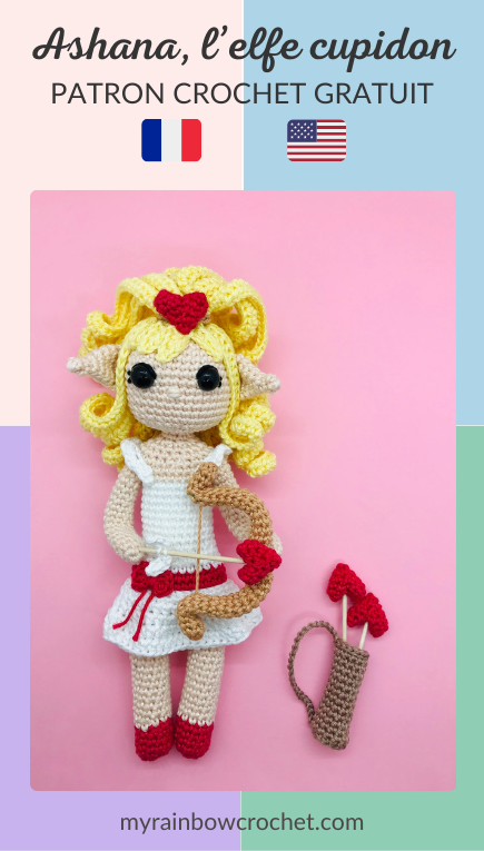 ashana elfe cupidon amour saint valentin patron crochet gratuit facile débutant poupée amigurumi FR 9