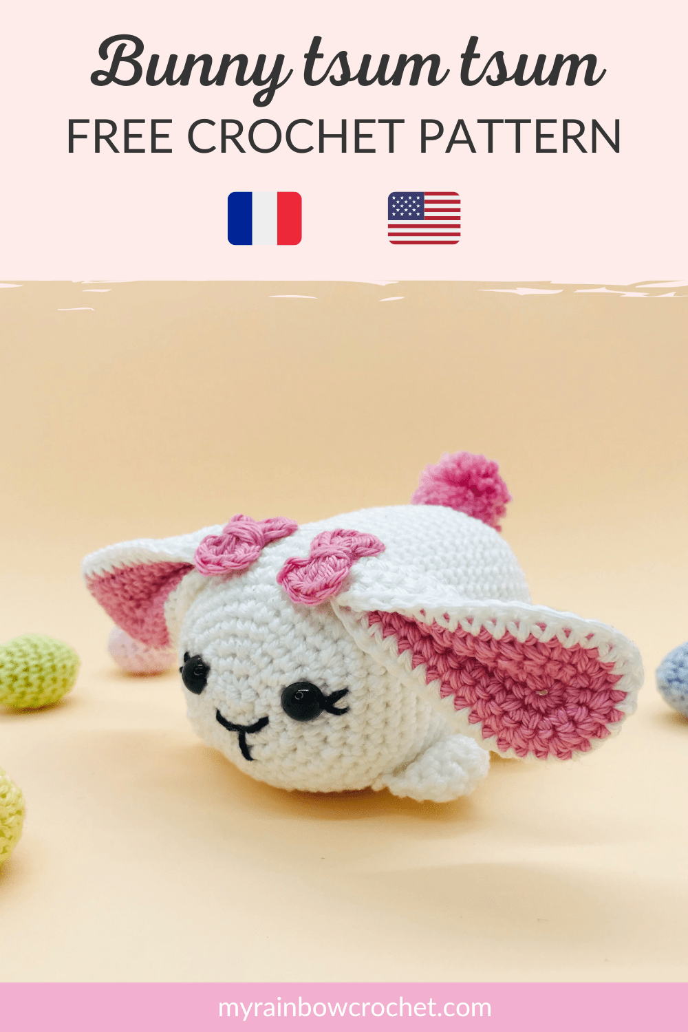 bunny tsum tsum free crochet pattern easy beginner amigurumi US 6