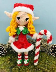 bâton sucre d'orge elerinna elfe de noël patron crochet poupée amigurumi débutant gratuit