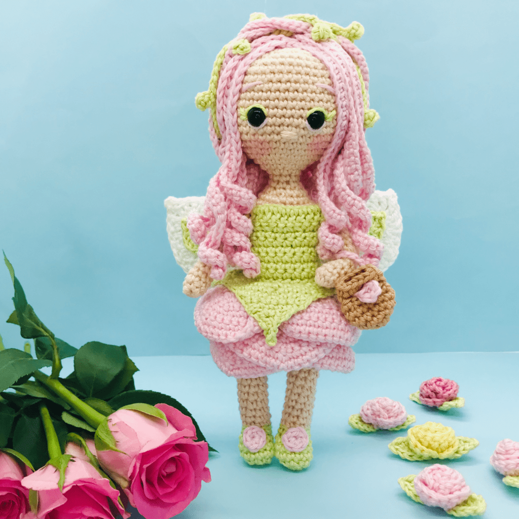 crochet pattern doll amigurumi fairy rose flower