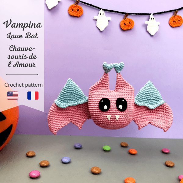 patron crochet vampina chauve-souris amour halloween