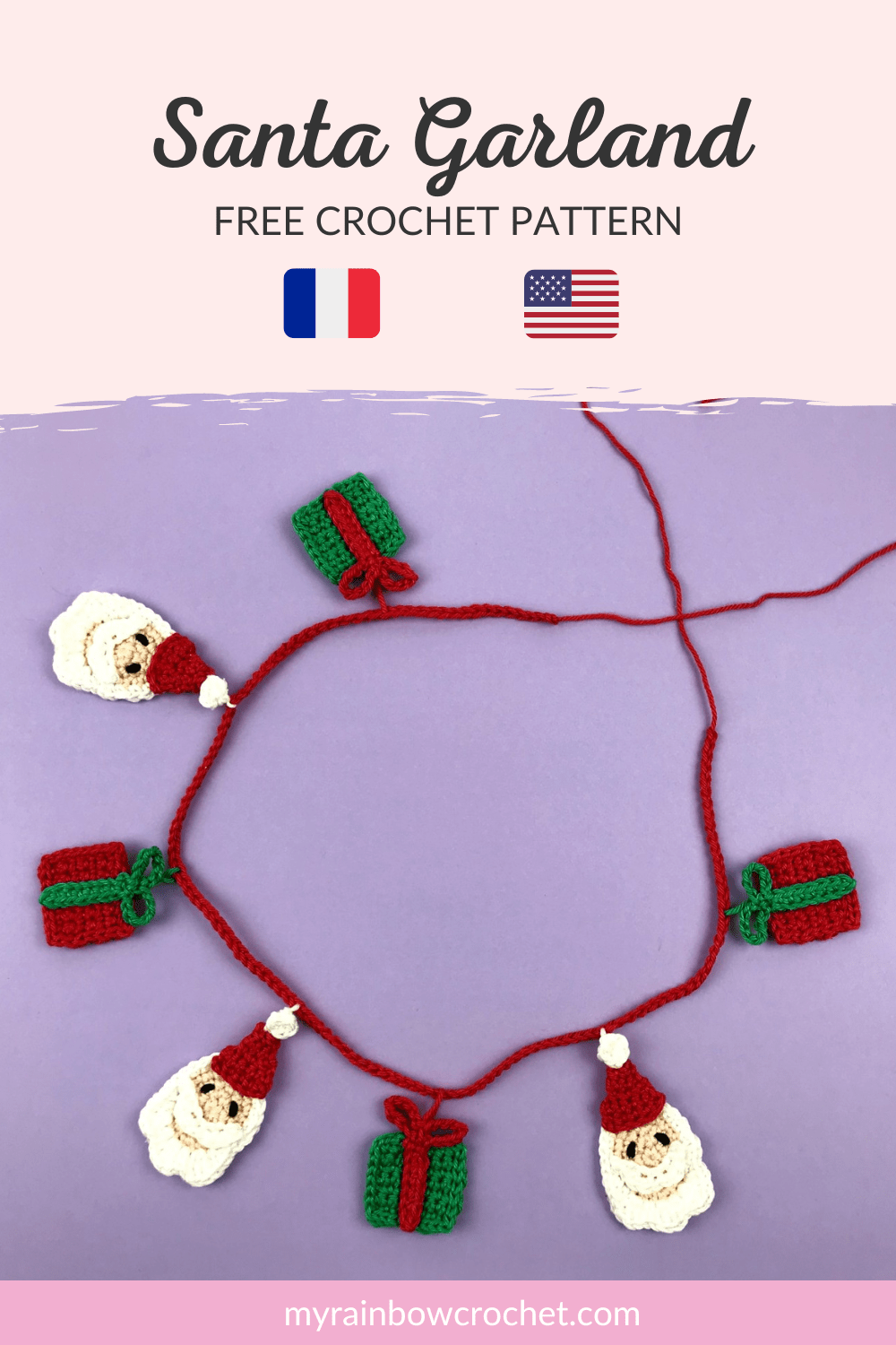 crochet pattern santa claus garland christmas