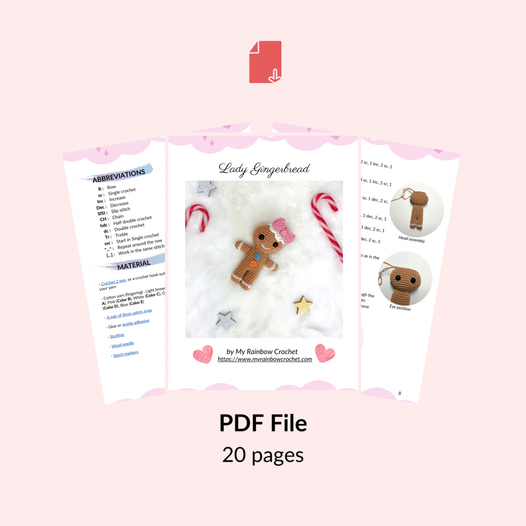 Gingerbread Lady Pattern Lady Gingerbread - Crochet Amigurumi pattern - My Rainbow Crochet