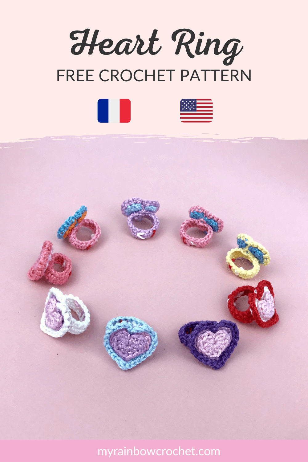 heart ring jewelry crochet pattern tutorial