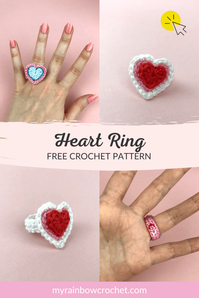 Crochet Heart Ring - Free pattern - My Rainbow Crochet