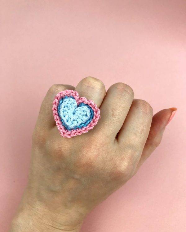 crochet pattern ring heart jewelry tutorial