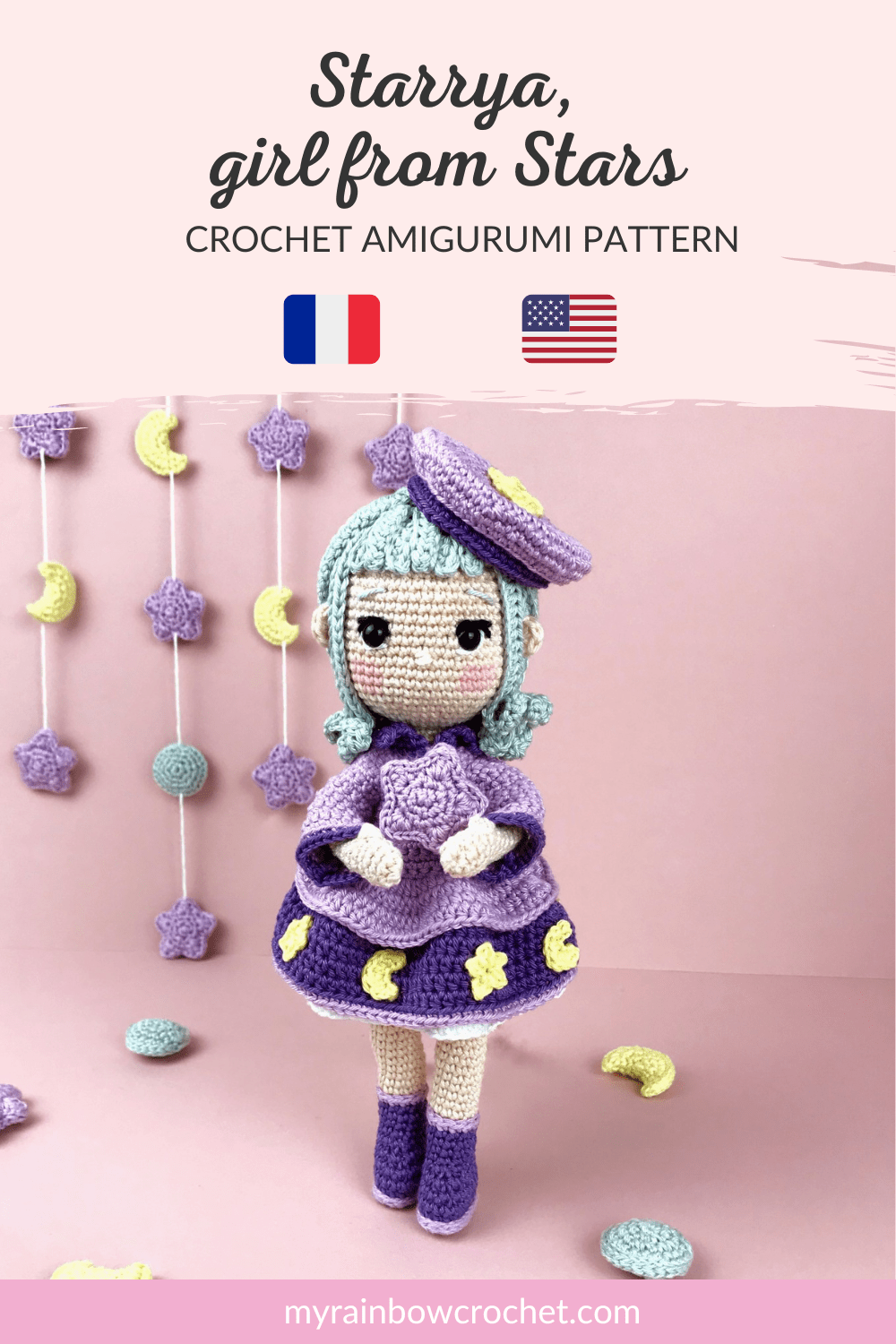 crochet pattern amigurumi doll starrya girl from stars