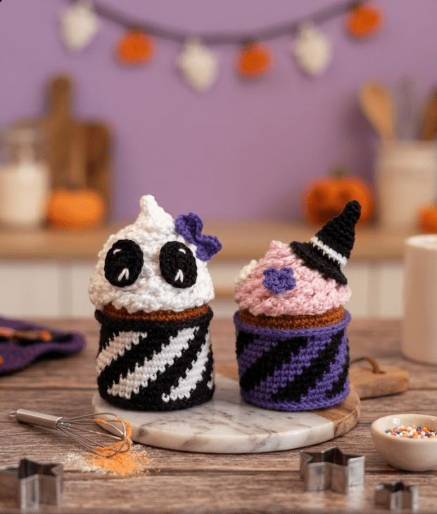 cupcake halloween sorcière squelette patron crochet amigurumi débutant facile food