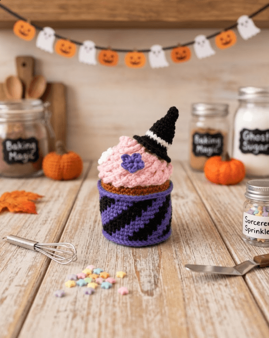 cupcake halloween sorcière squelette patron crochet amigurumi débutant facile food