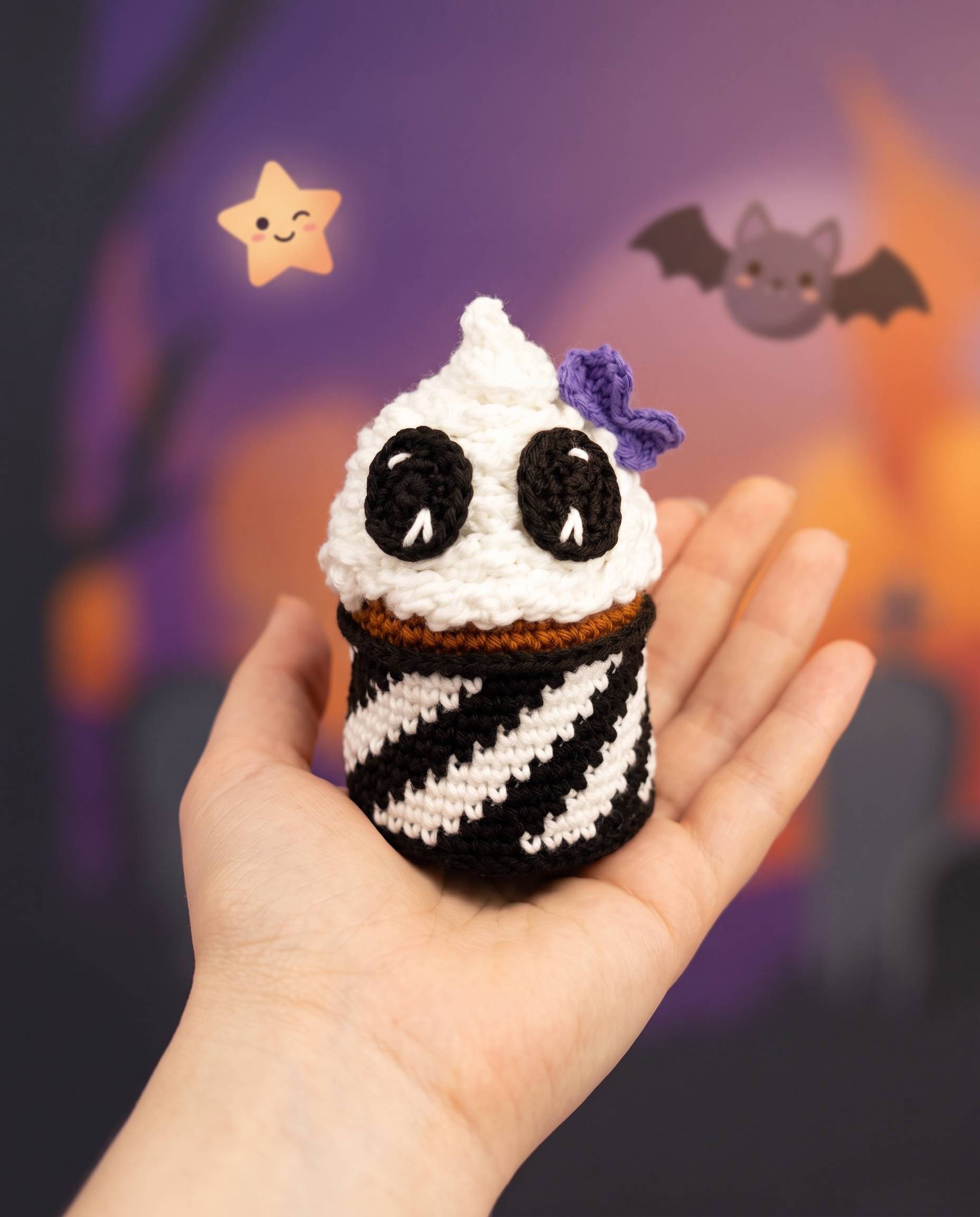 cupcake halloween sorcière squelette patron crochet amigurumi débutant facile food