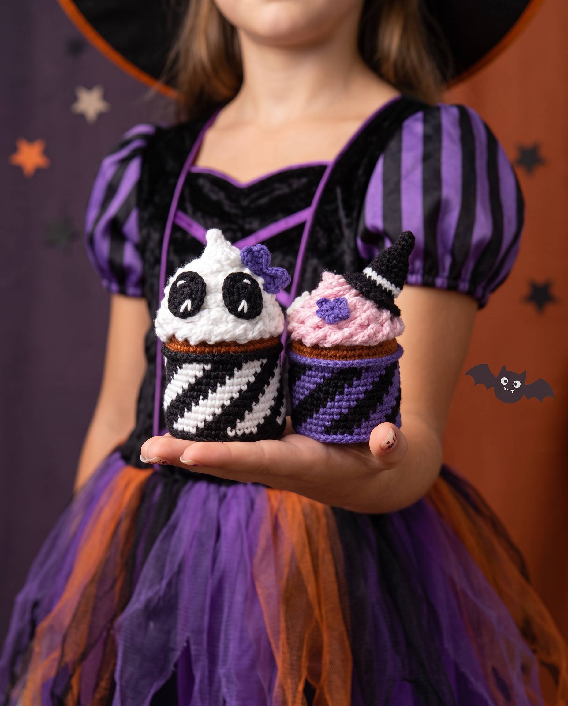 cupcake halloween sorcière squelette patron crochet amigurumi débutant facile food