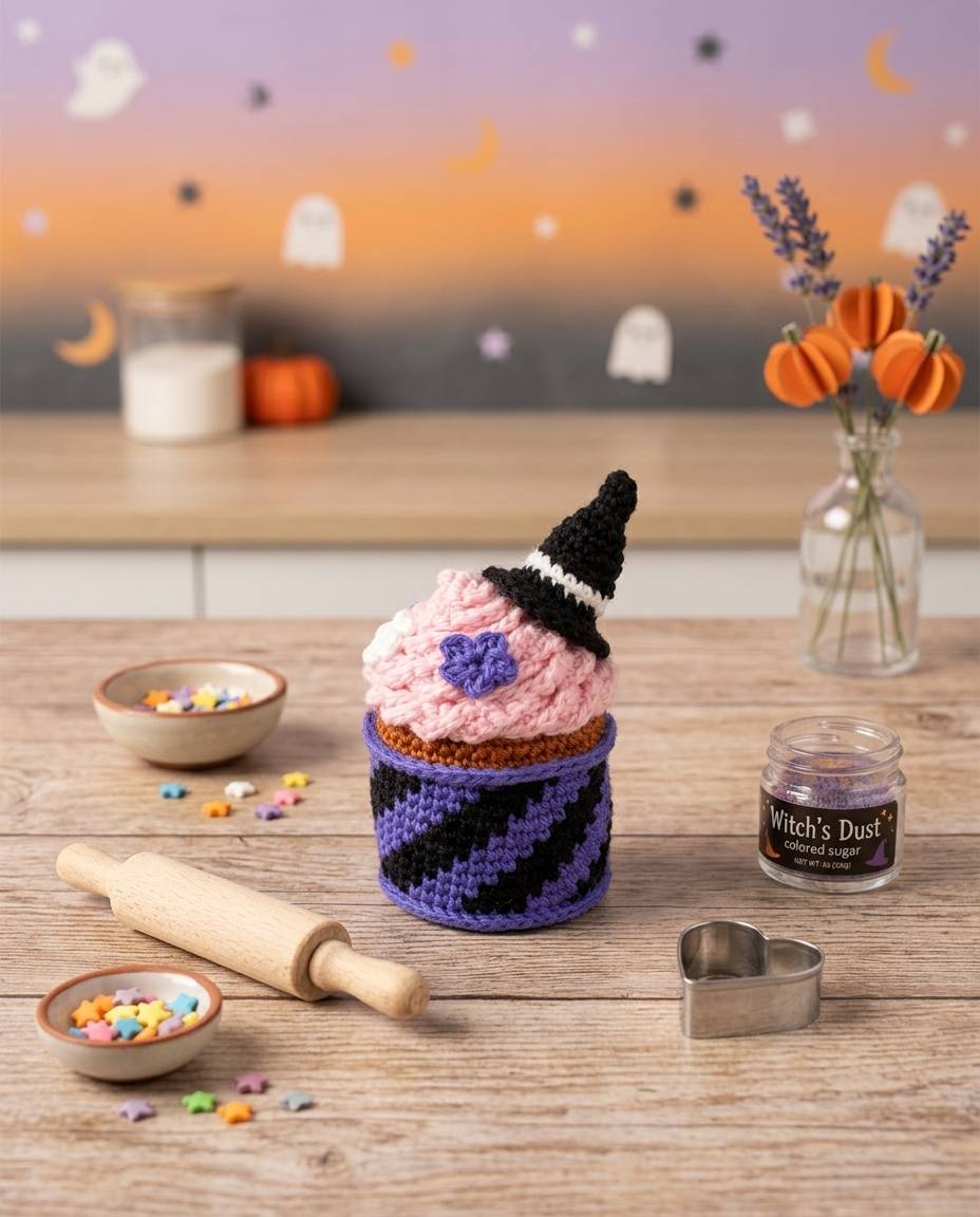cupcake halloween sorcière squelette patron crochet amigurumi débutant facile food