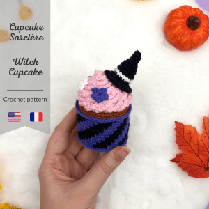 patron crochet amigurumi cupcake sorcière halloween