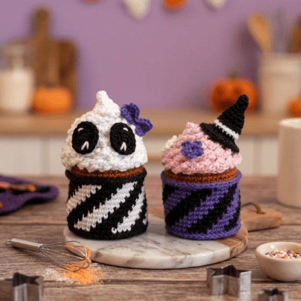 cupcake halloween sorcière squelette patron crochet amigurumi débutant facile food