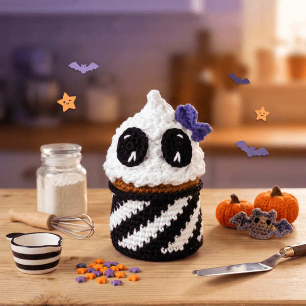 cupcake halloween sorcière squelette patron crochet amigurumi débutant facile food