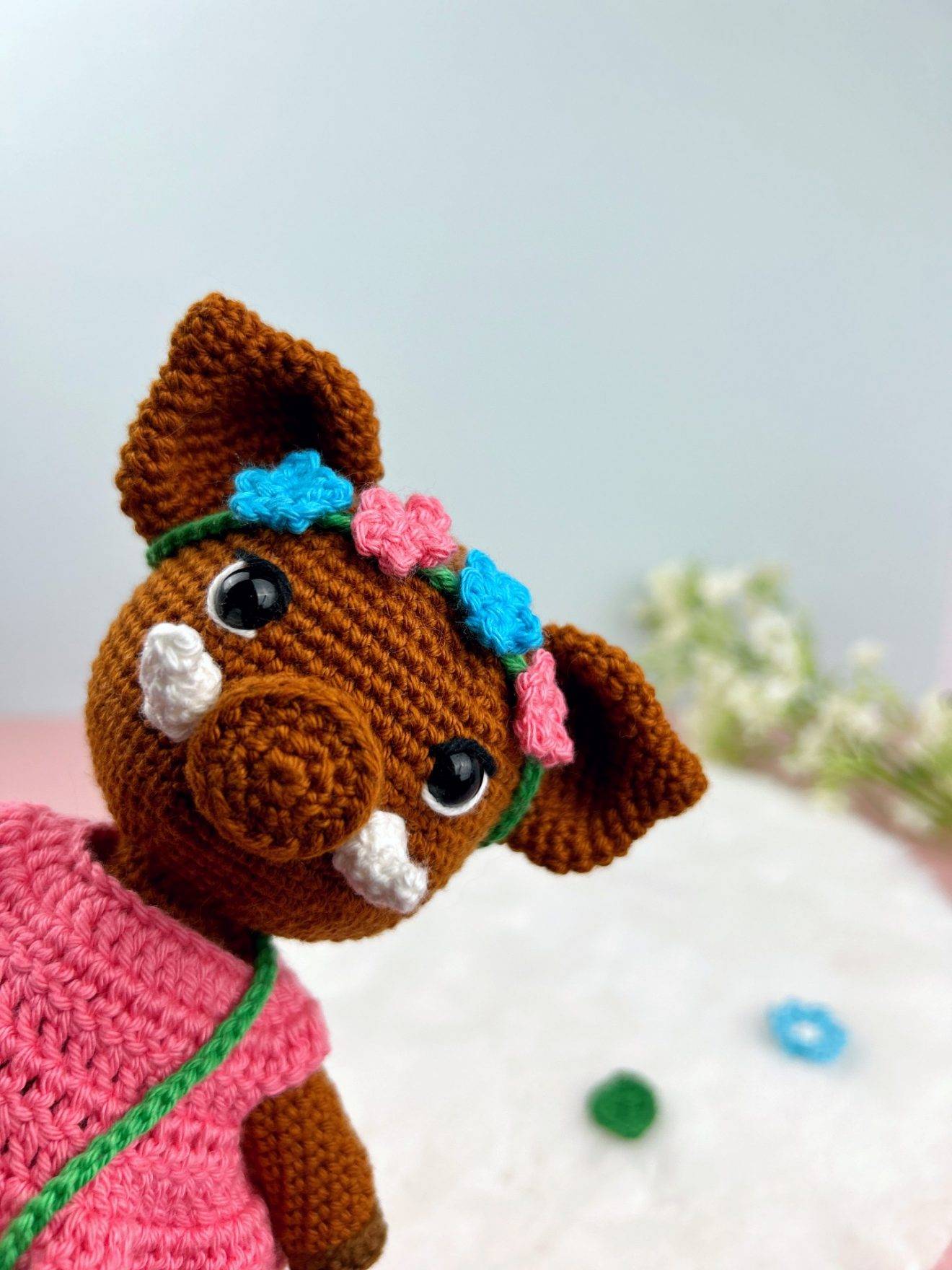 Poupée Fleur Cœur En Crochet – Message Positif – Porte-bonheur En Laine – Cadeau Réconfort – Soutien émotionnel – Déco Bureau Ou Chambre
