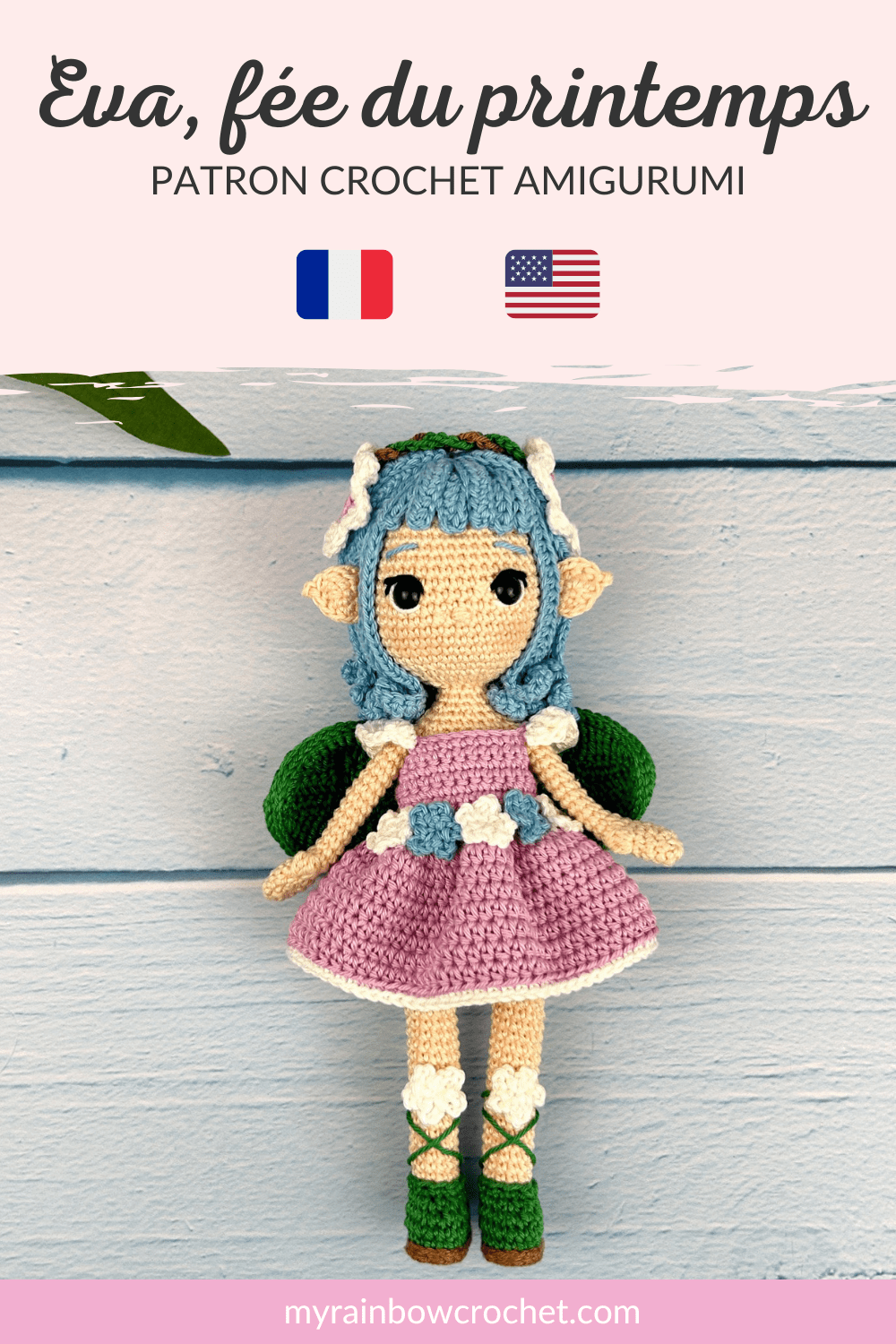 eva fée printemps poupée crochet facile amigurumi robe fleur débutant