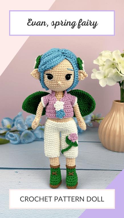 evan spring fairy easy crochet pattern doll amigurumi beginner flower boy