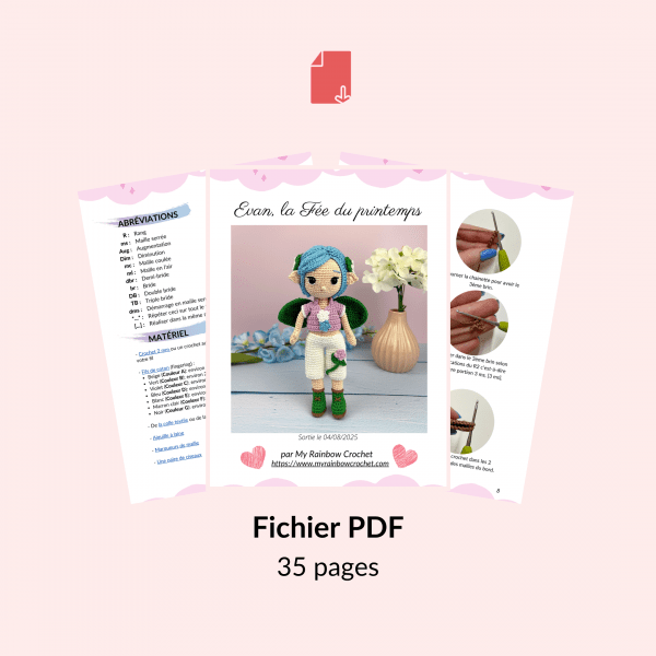evan fée printemps poupée crochet facile amigurumi garçon fleur débutant