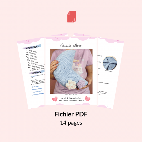 coussin lune patron crochet facile gratuit pour débutant amigurumi décoration chambre bébé étoile