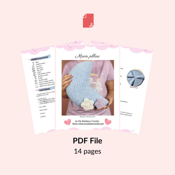 moon pillow free crochet pattern easy for beginner amigurumi decoration baby room star