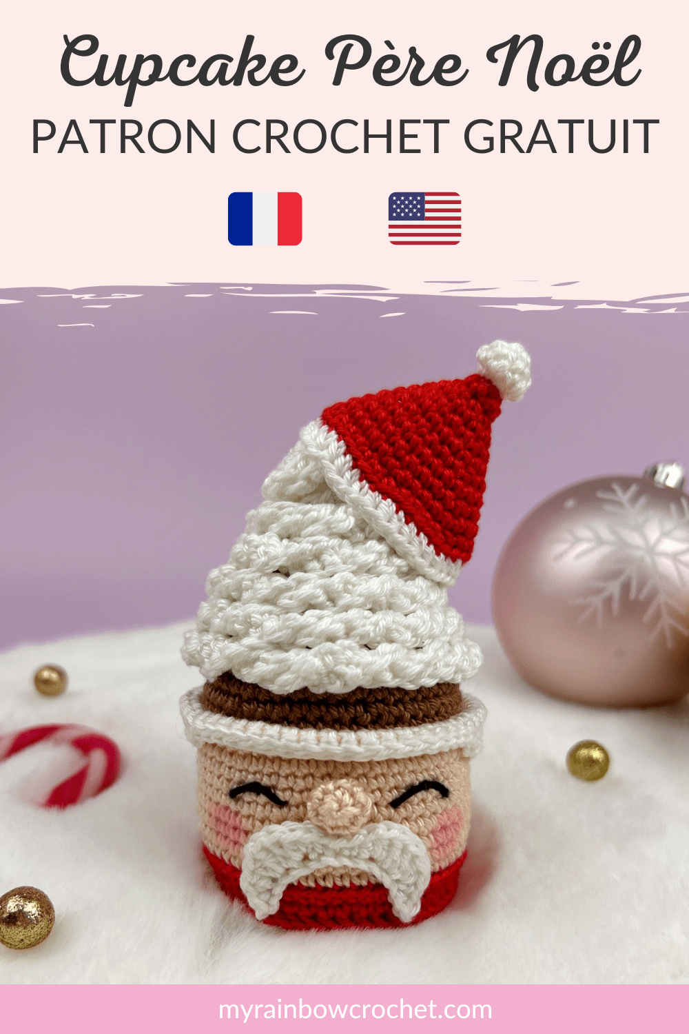 cupcake père noël patron crochet gratuit facile débutant nourriture dinette FR 11