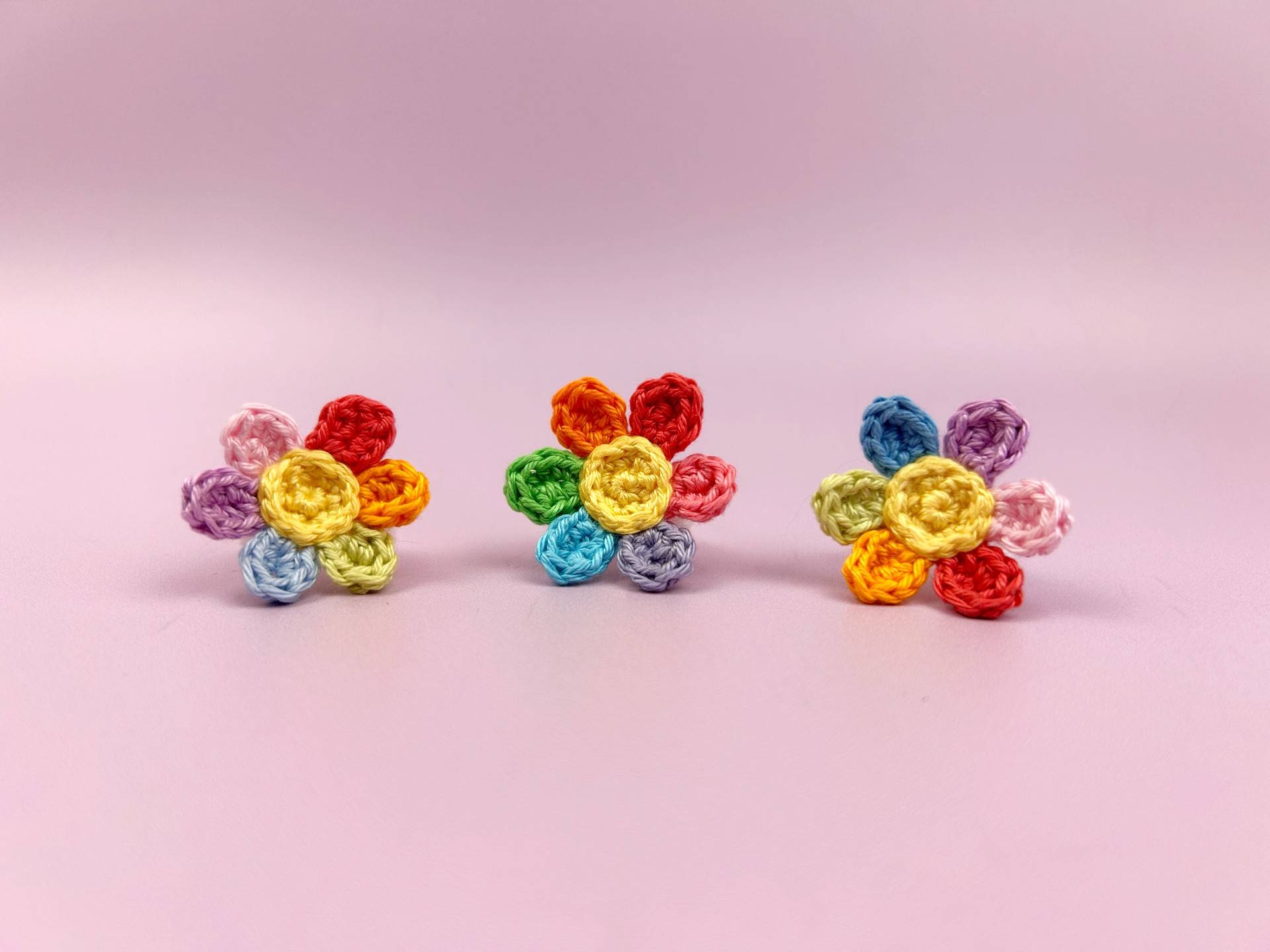 rainbow flower ring crochet pattern easy fast beginner jewelry