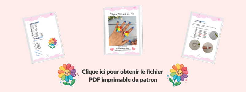 bague fleur arc-en-ciel patron crochet facile rapide débutant bijoux