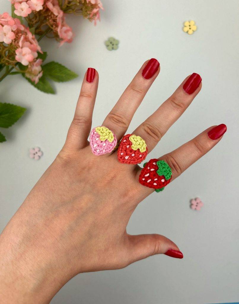 bague fraise tutoriel crochet facile rapide débutant gratuit bijoux