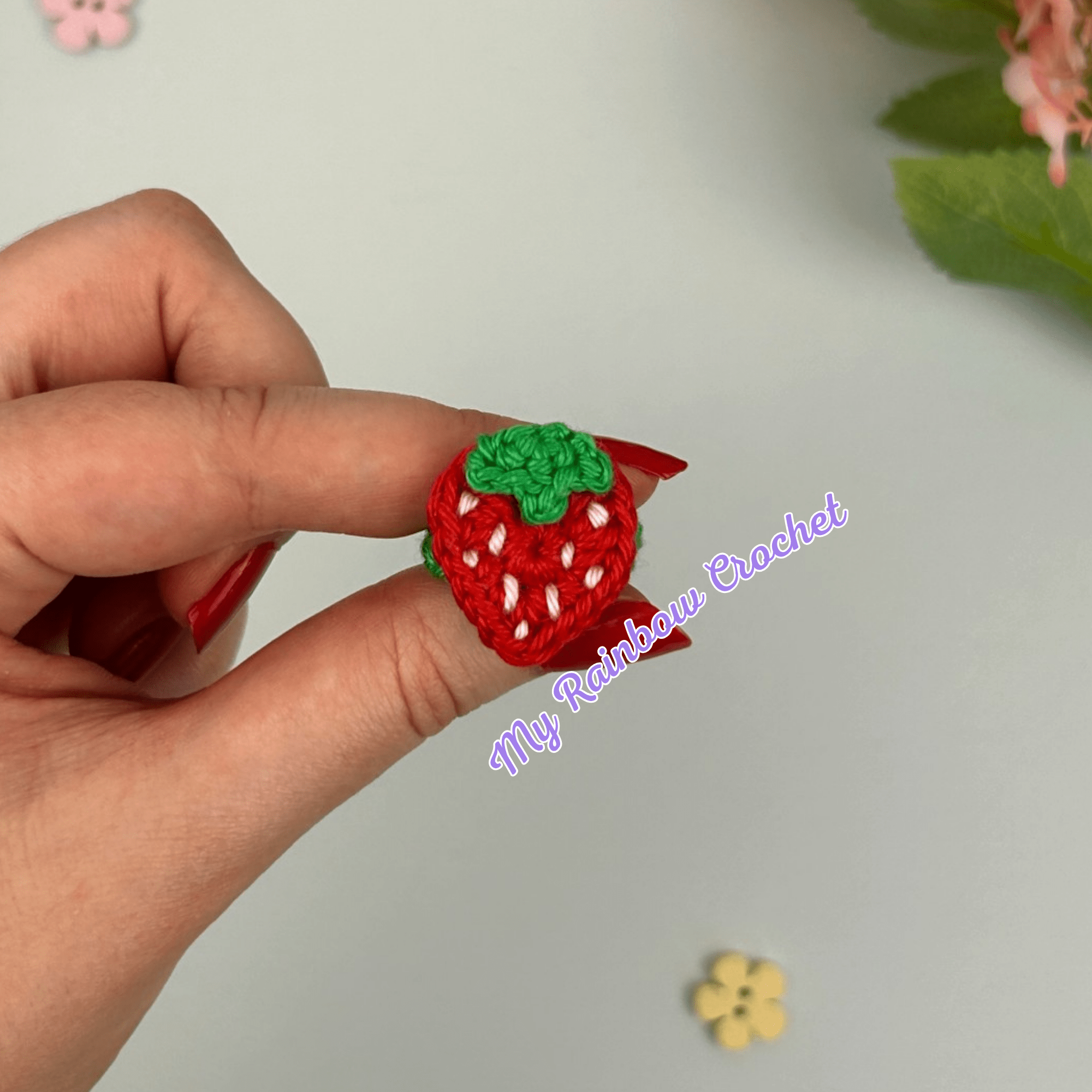 strawberry ring crochet tutorial easy fast beginner free jewelry