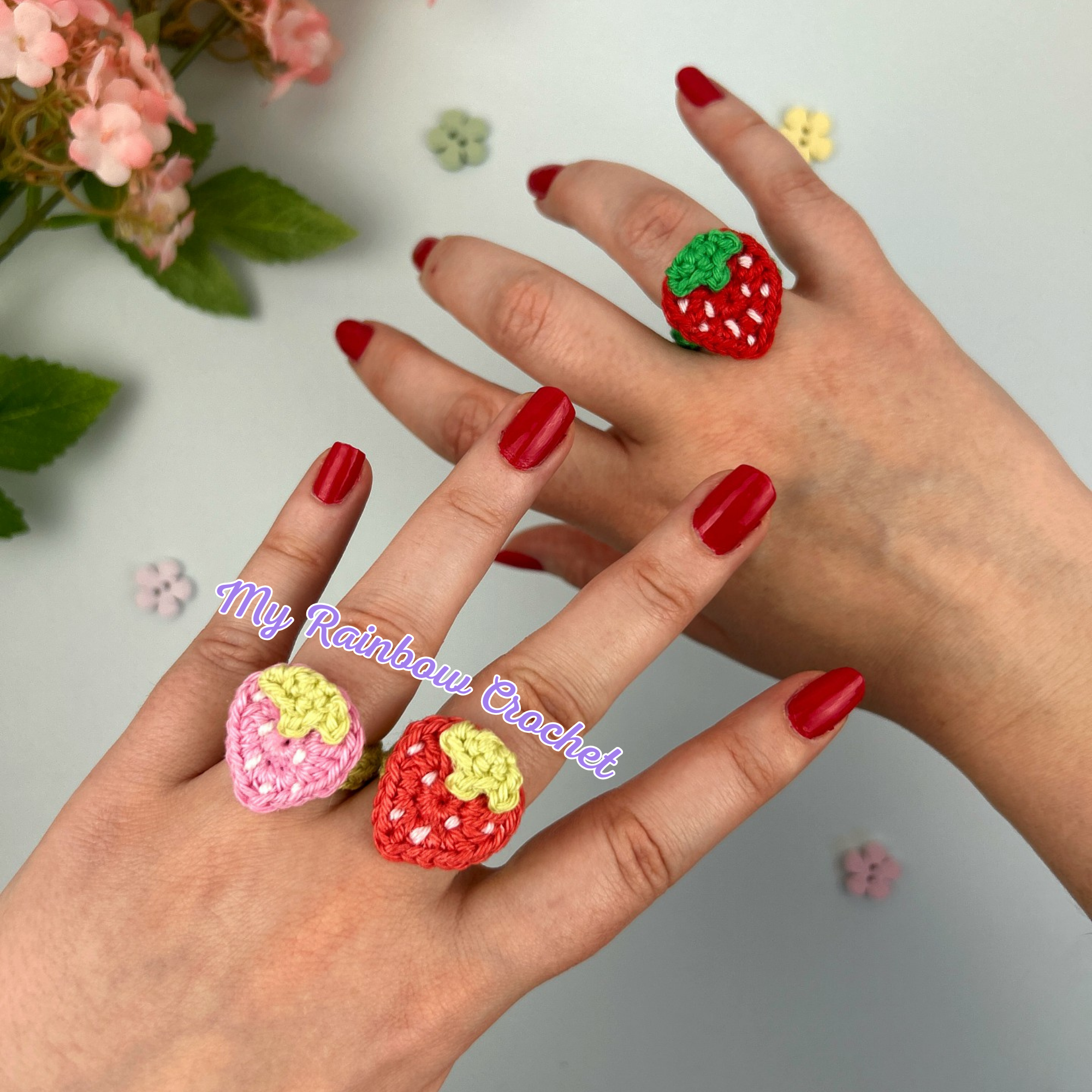 bague fraise tutoriel crochet facile rapide débutant gratuit bijoux