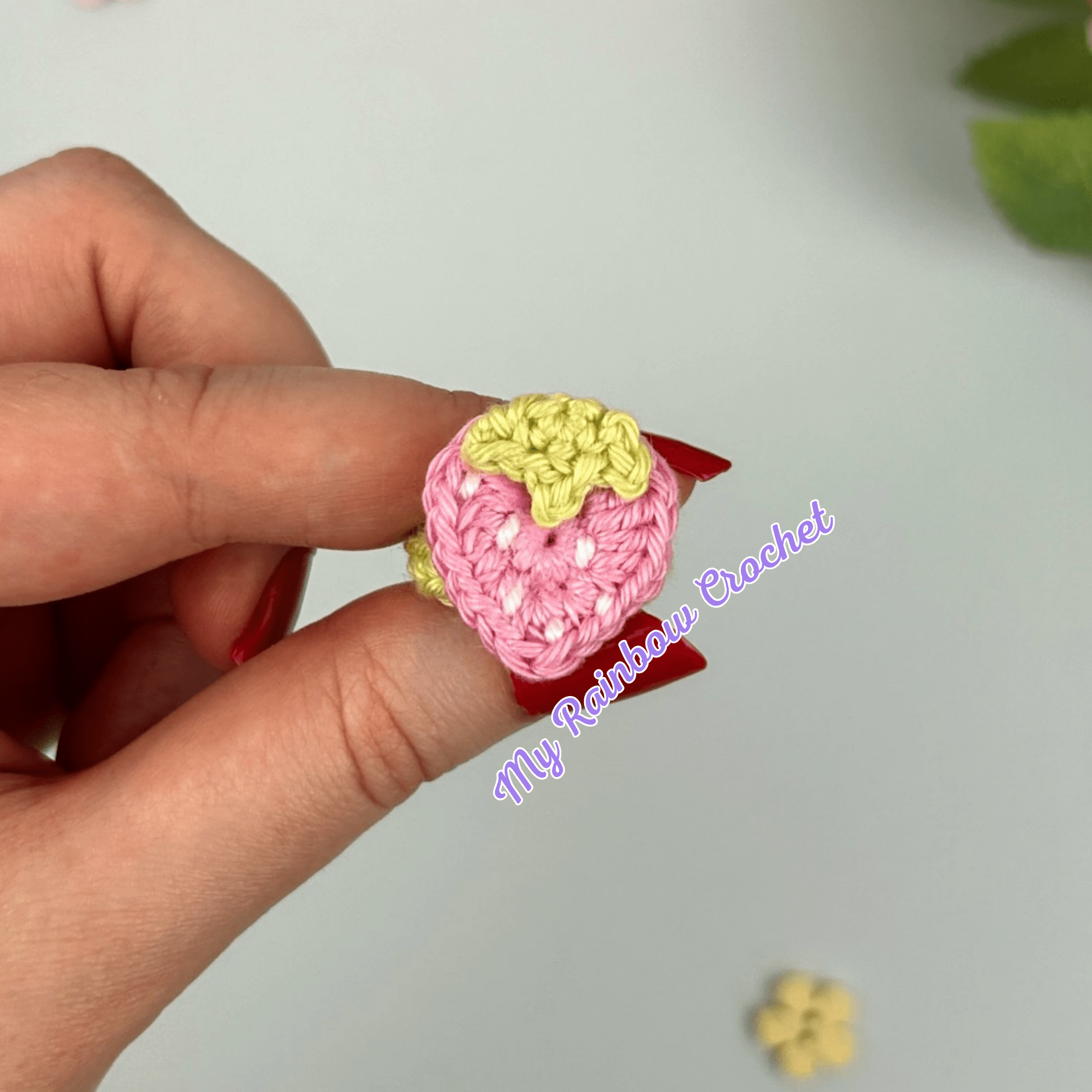 strawberry ring crochet tutorial easy fast beginner free jewelry