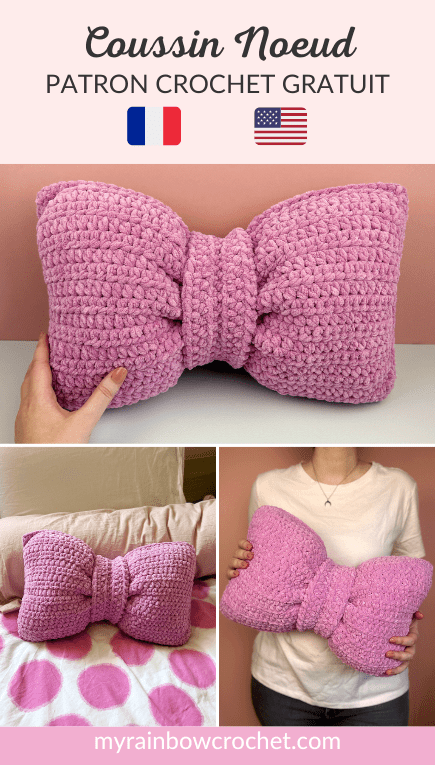 coussin noeud patron crochet facile débutant décoration fil chenille