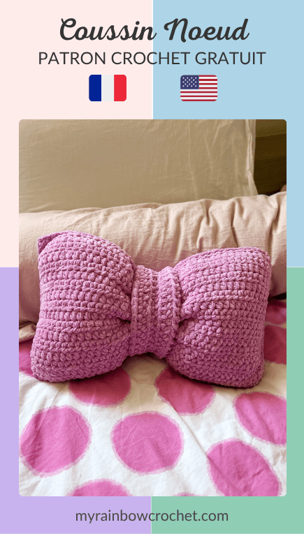 coussin noeud patron crochet facile débutant décoration fil chenille