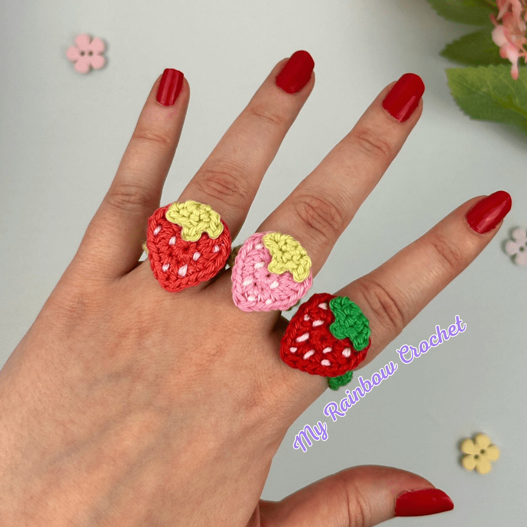 bague fraise tutoriel crochet facile rapide débutant gratuit bijoux