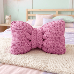coussin noeud patron crochet facile débutant décoration fil chenille