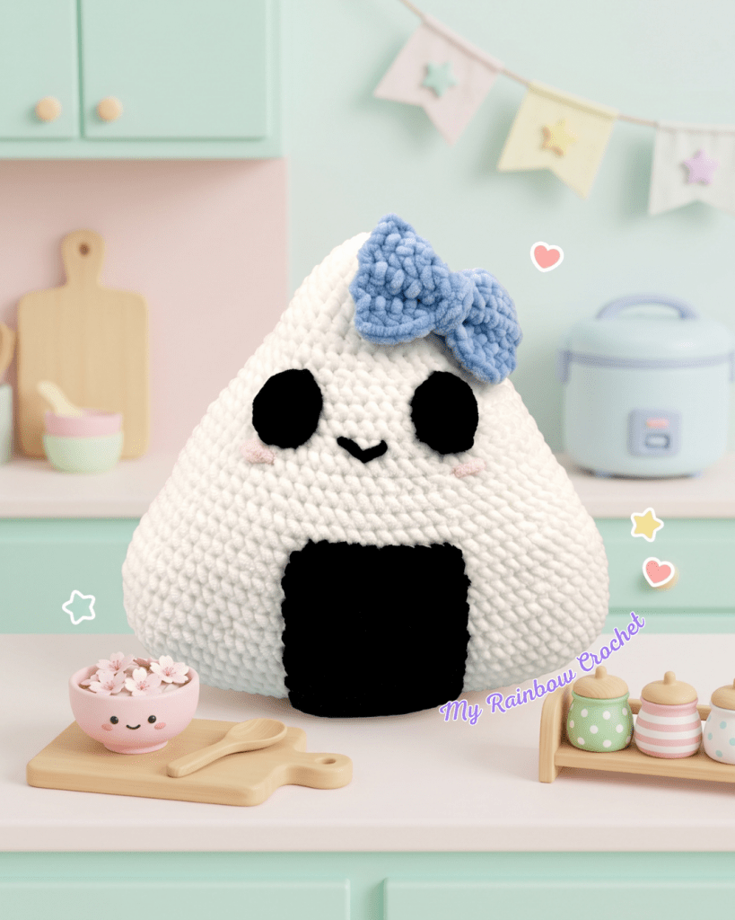 onigiri plushie free crochet pattern easybeginner food toy decoration