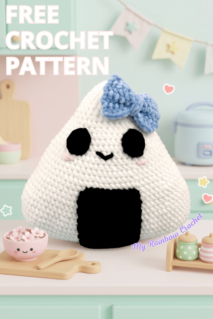 onigiri plushie free crochet pattern easy beginner food japan toy amigurumi