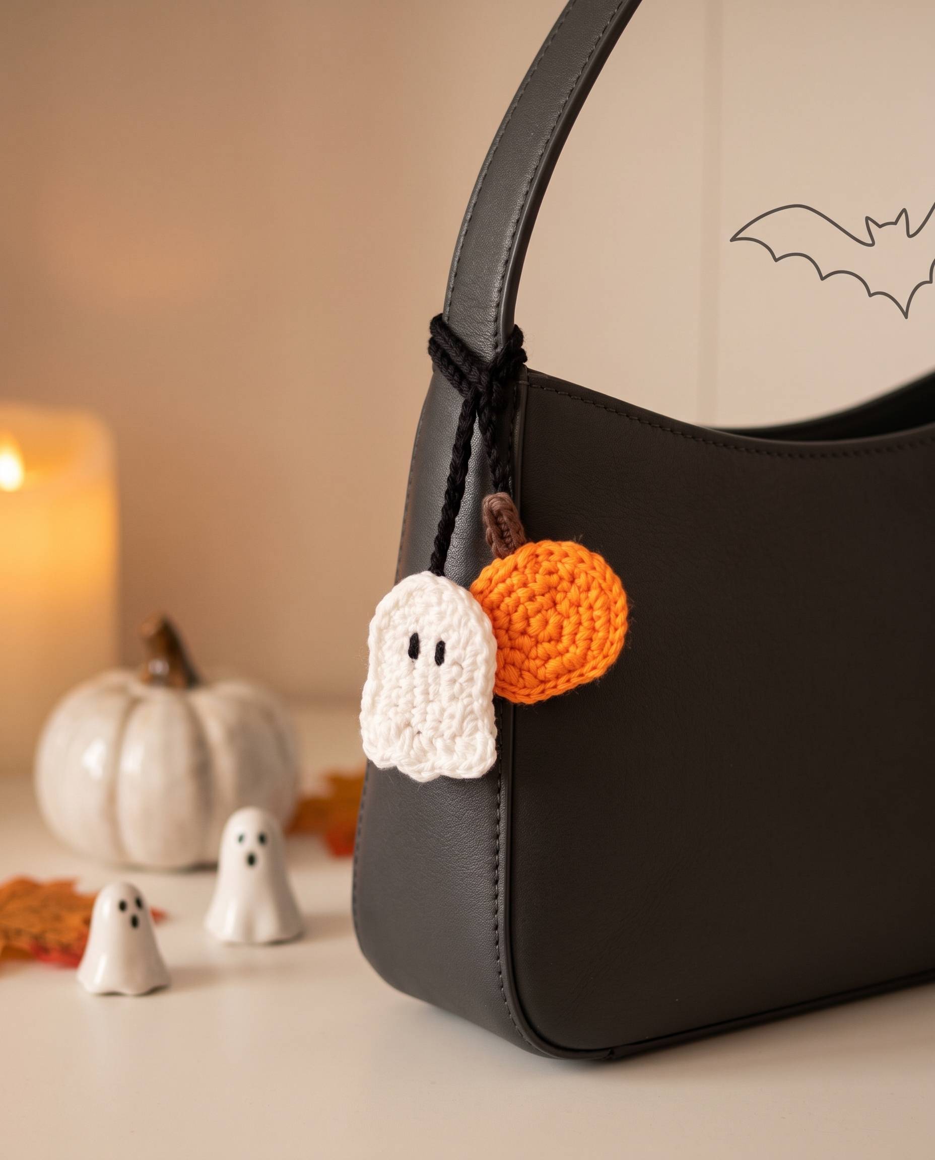 halloween charm headphone keychain easy free crochet pattern for beginner