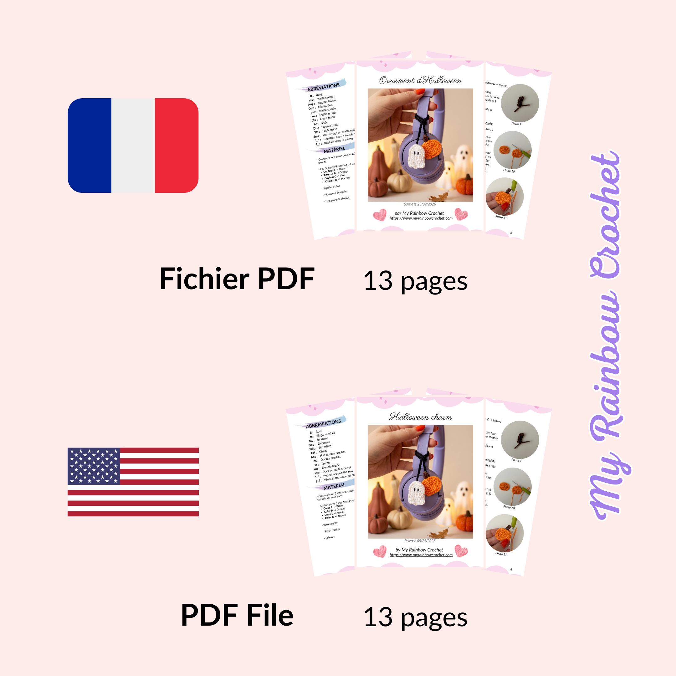 ornement halloween casque porte clés patron crochet gratuit débutant et facile pour Halloween