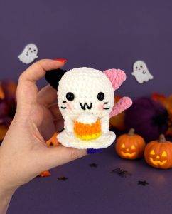neko ghost cat amigurumi halloween easy crochet pattern for beginner